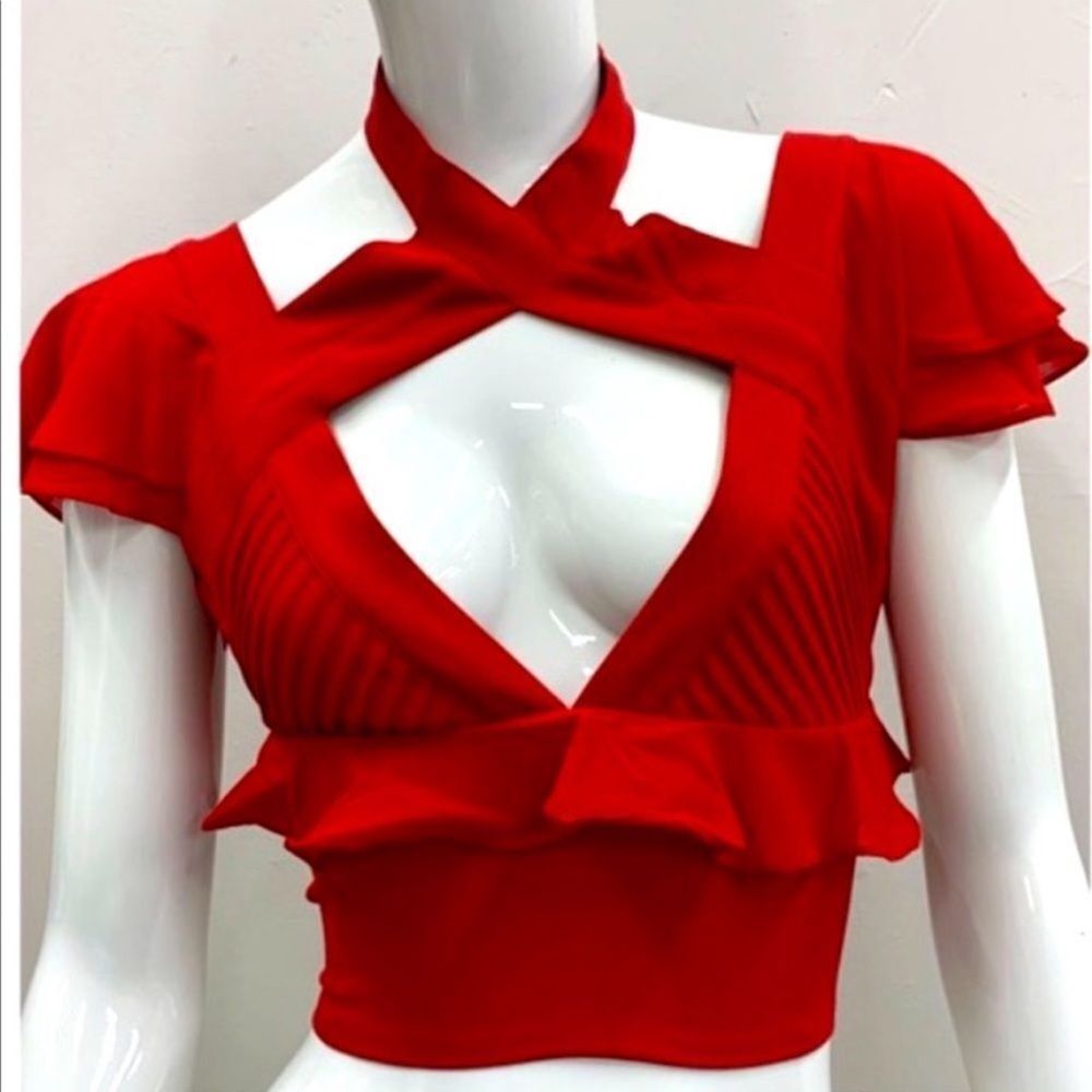 Nasty Gal Tango Red Flutter Crop Top